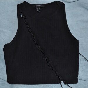 BUNDLE ALERT! Forever 21 Black Ribbed Asymmetrical Tank Top + Ribbed V Neck Top